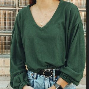 Army Green Cropped Sweater